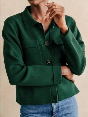 Sezane Betty Bottle Green Cardigan XXS